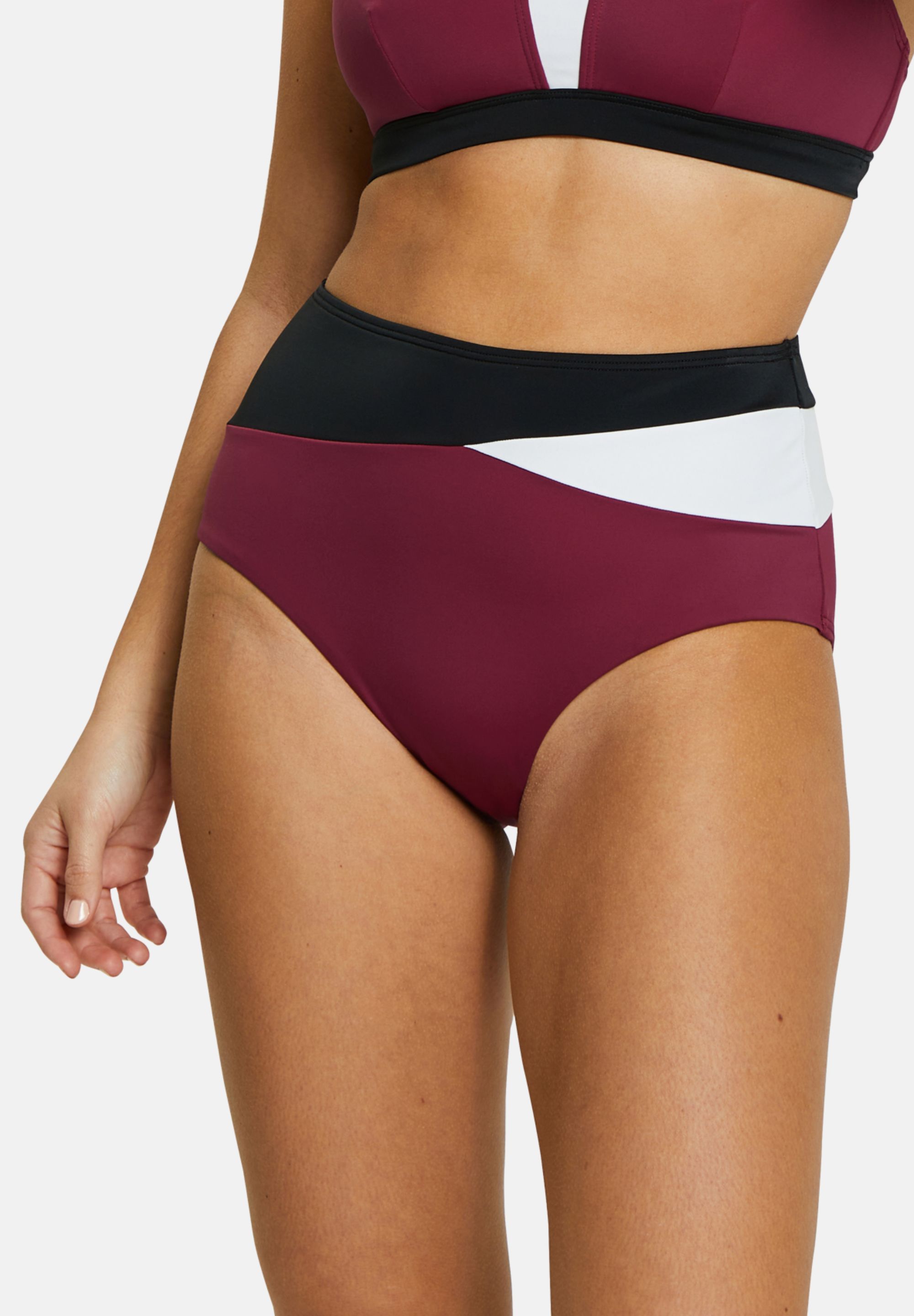 Culotte de bain taille haute Beyond the Beach Colorblock Prune