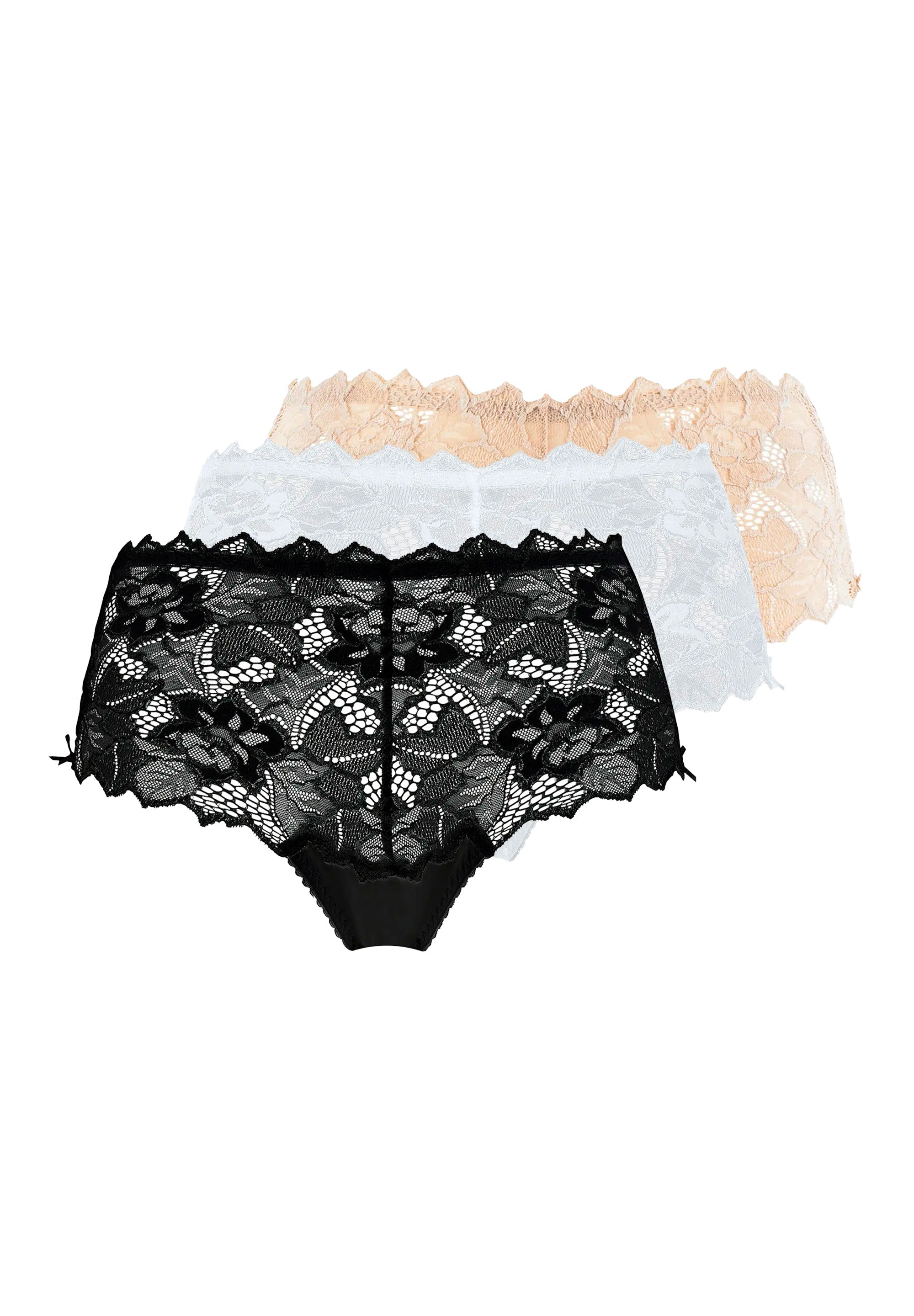 Lot de 3 culottes Arum Noir, Blanc et Skin