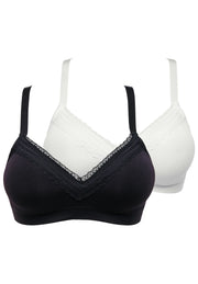 Lot de 2 brassières Agathe Ivoire et Noir