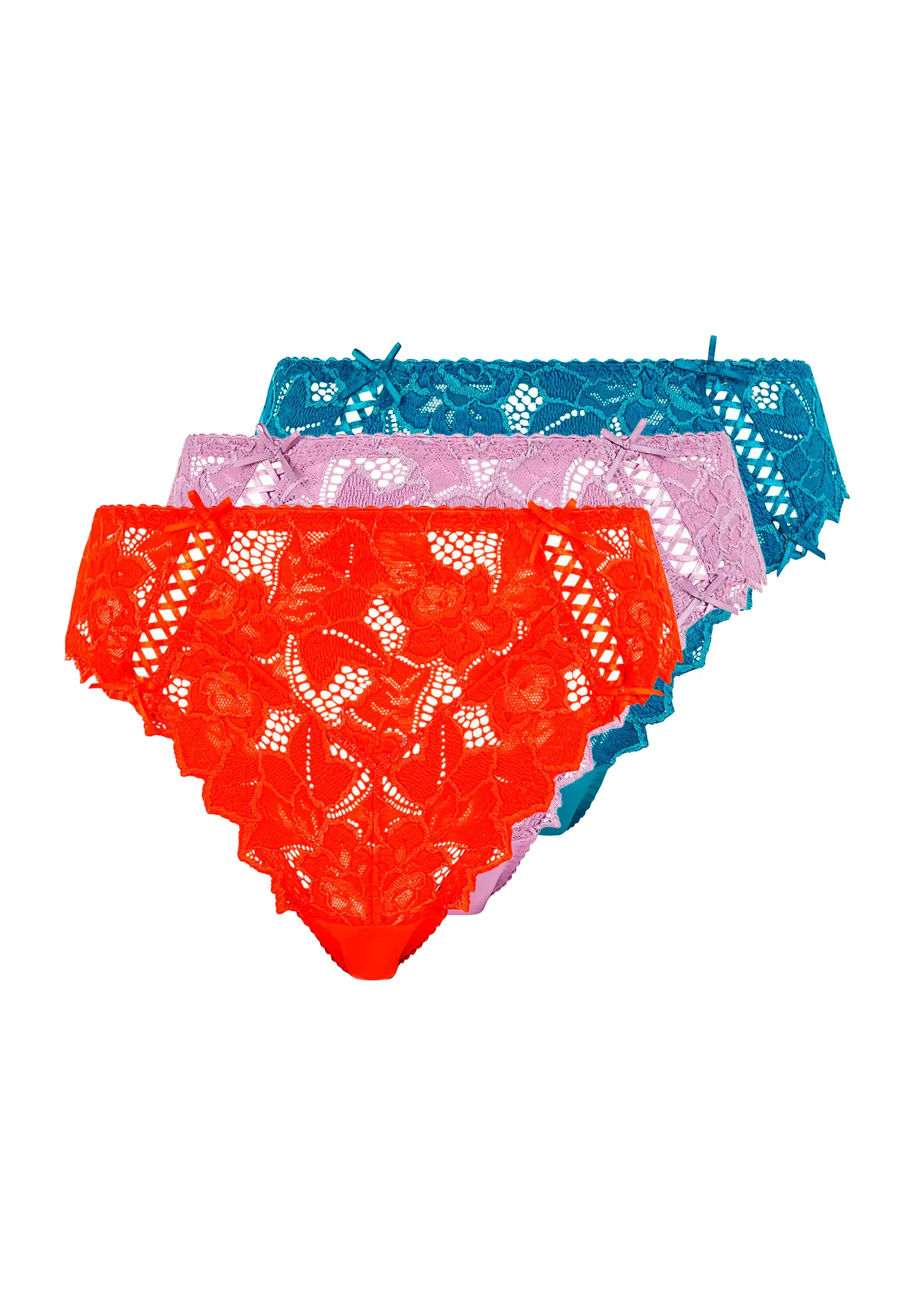 Lot de 3 slips Arum Orange Mandarine, Lavande et Bleu Céleste