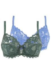 Lot de 2 soutiens-gorge Duo Arum Vert Thym et Bleu Jacaranda
