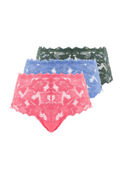 Lot de 3 culottes Arum Rose, Bleu et Vert