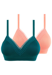 Lot de 2 brassières Agathe Vert Emeraude et Rose Nordique