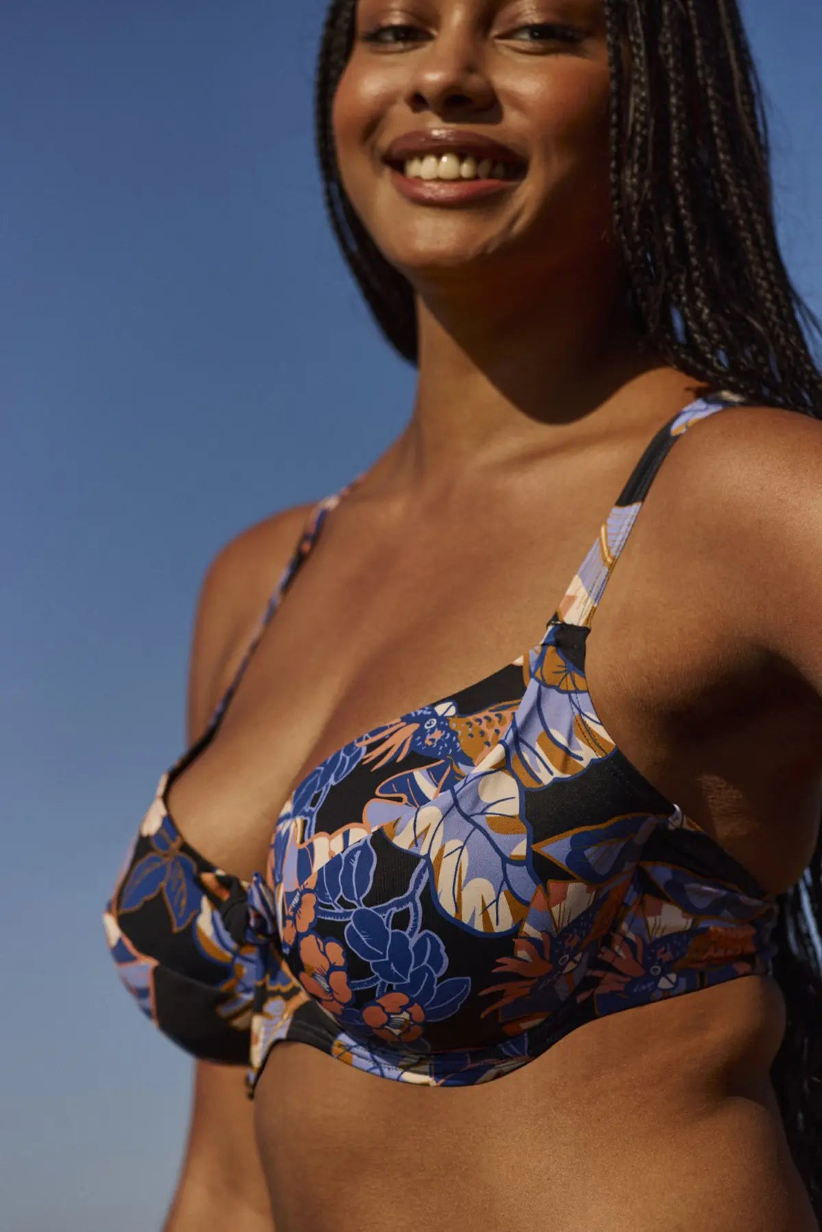 Haut de maillot de bain avec armatures Fidji Imprimé Exotique Noir