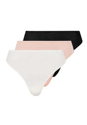 Lot de 3 strings en coton Subtile noir beige et ivoire