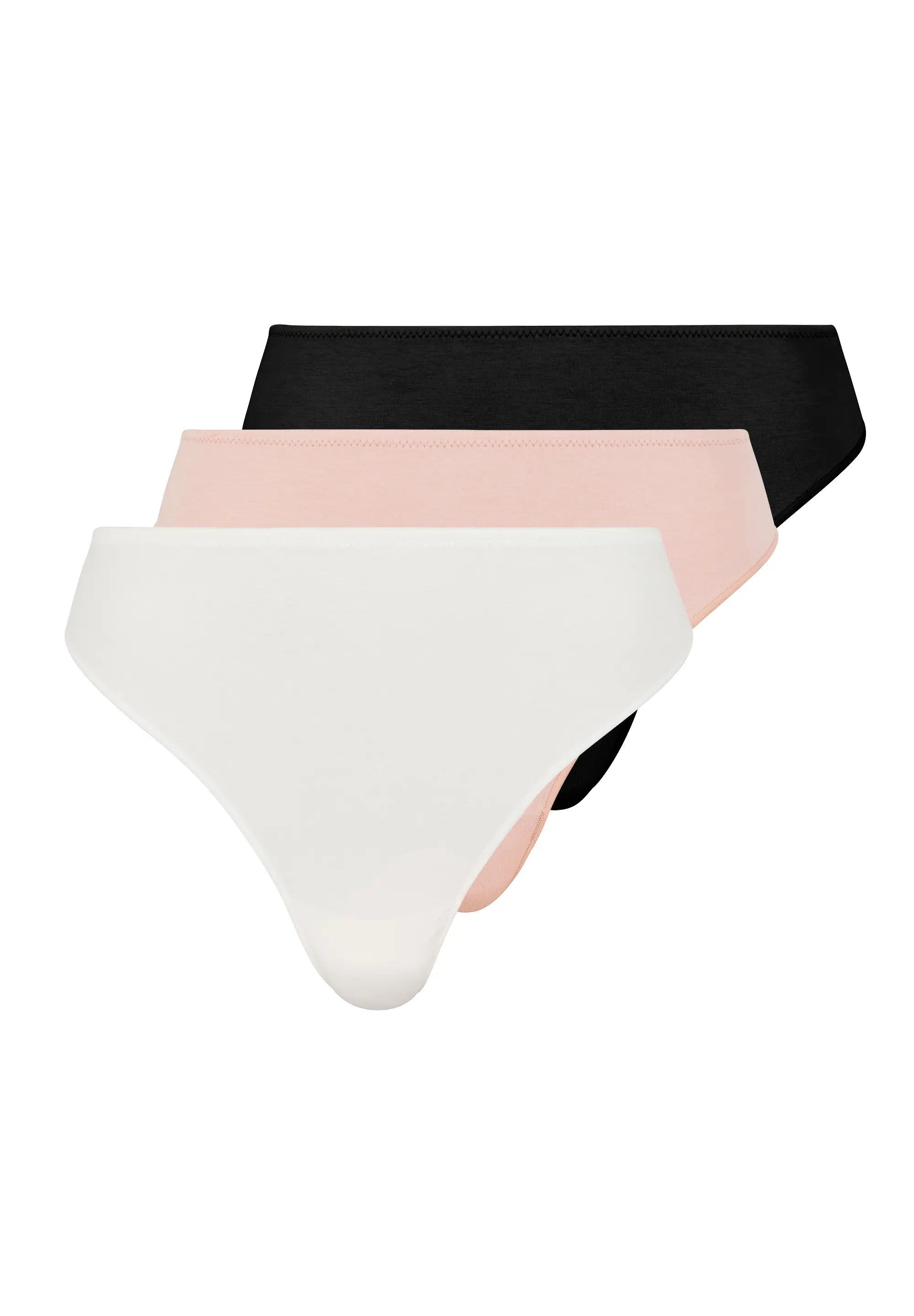 Lot de 3 strings en coton Subtile noir beige et ivoire