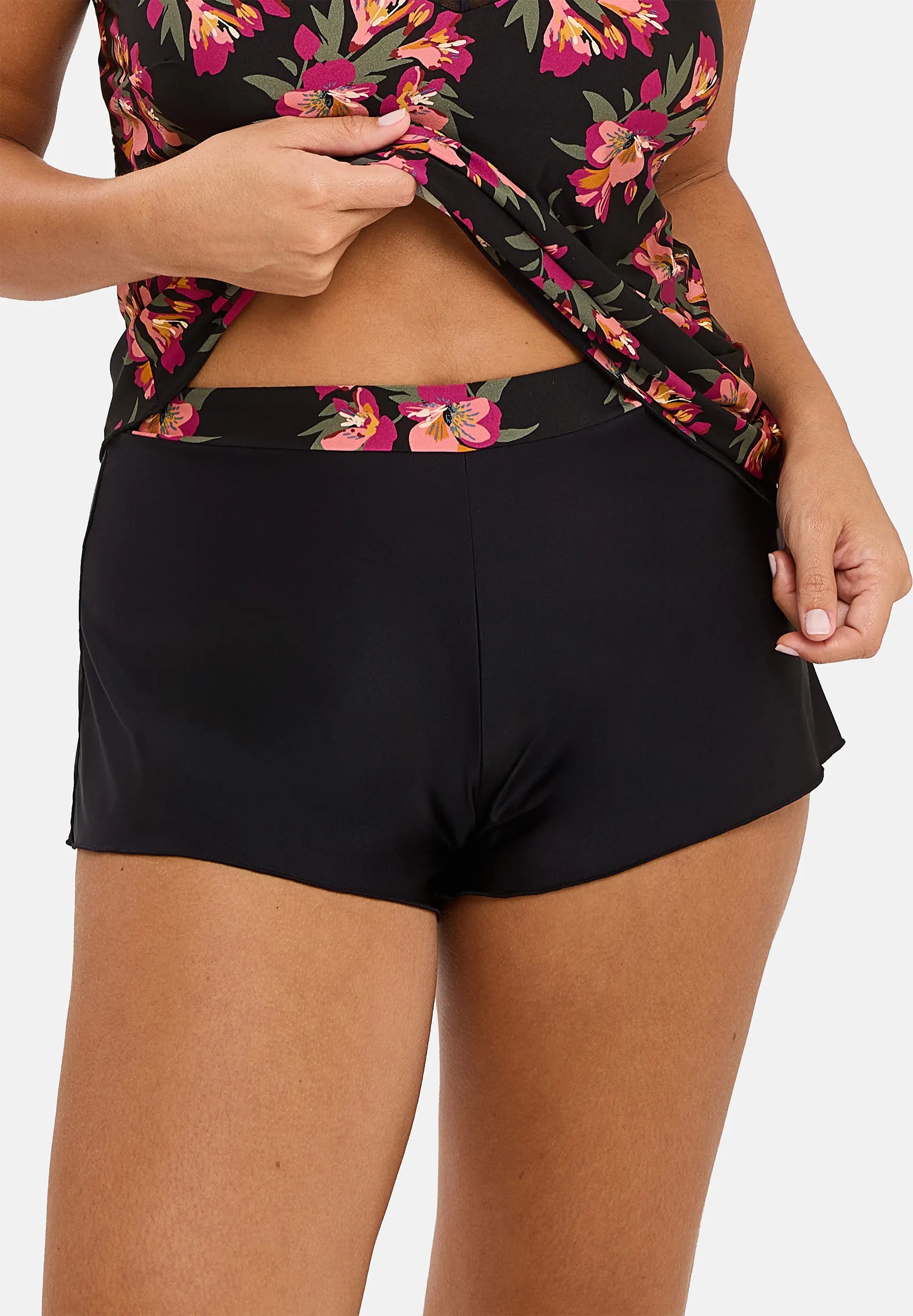 Short Oriane Bouquets Noir & Rose