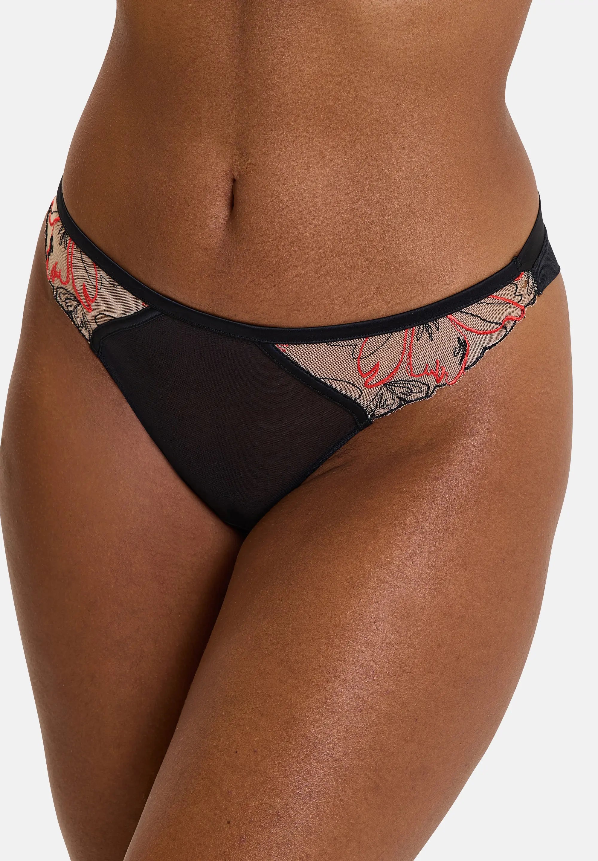 Tanga Alberta Noir & Rouge Poppy